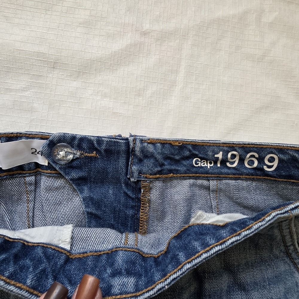 GAP 1969 Women Denim Pencil Skirt 0/24 Jean Mid Scandi Cotton Boho Y2K Cottage - Picture 4 of 9